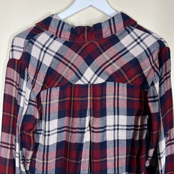 Cloth & Stone Plaid Button Up Popover Shirt Womens Size Small - Picture 6 of 9